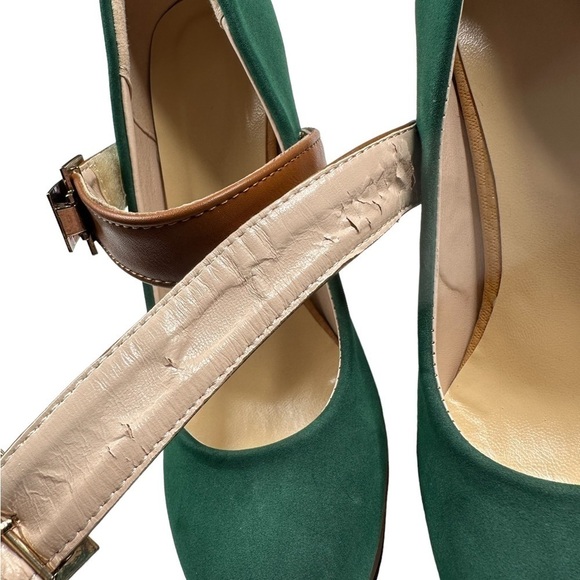 Women's green Round Toe Platform Pumps Chunky High Heel Buckle size US 6 - Picture 7 of 12